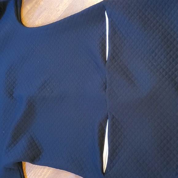 Lila Kass black mock neck shift sneath classic midi dress long sleeves size 6 - Picture 5 of 10